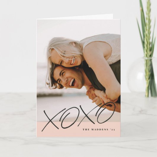 インクのXOXOバレンタインデーカード - ピーチ サンキューカード (正面)