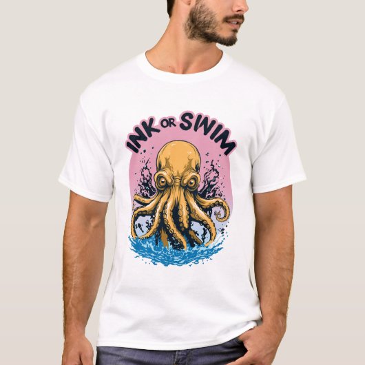 インクまたは泳ぐ |タトゥー引用文 Tシャツ (正面)