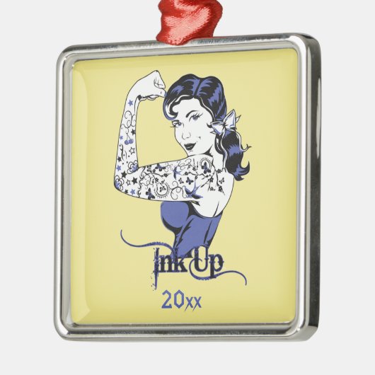 インクアップガールとタトゥーデザイン メタルオーナメント (左)