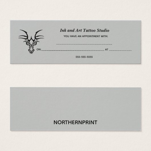 インクアンドアートタトゥースタジオアポイントメントカード (正面&裏面)
