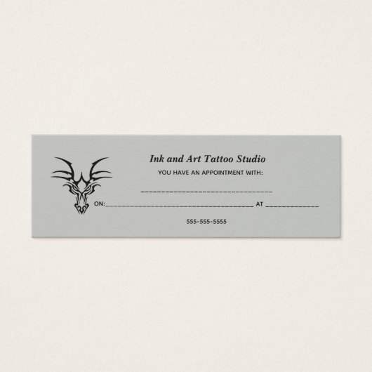 インクアンドアートタトゥースタジオアポイントメントカード (正面)