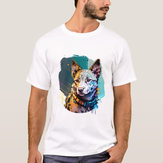 インクアートスタイルドッグポートレート Tシャツ (正面)