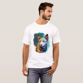 インクアートスタイルドッグポートレート Tシャツ (正面フル)