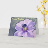 インクアートワークのまわりに誕生日カード カード (黄色い花)