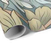 インクアート芸術的ヴィンテージフローラガーデンティール(緑がかった色) ラッピングペーパー (ロールコーナー)