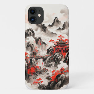 インクア中国のートフォンケース – マウンテンレッドとブレック iPhone 11 ケース