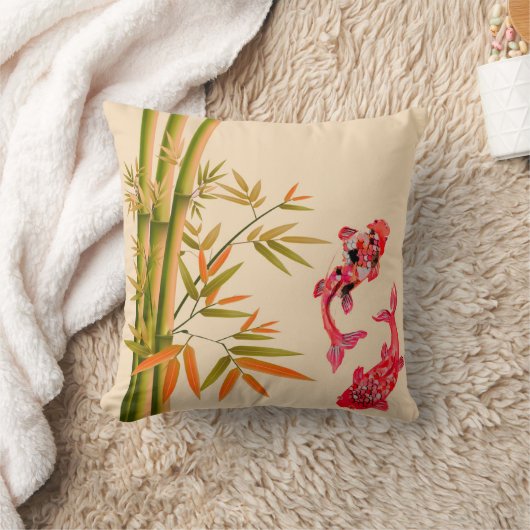 インクア中国のート竹の赤いコイカルプス民族デザイン クッション (ブランケット)