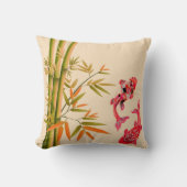 インクア中国のート竹の赤いコイカルプス民族デザイン クッション (正面)