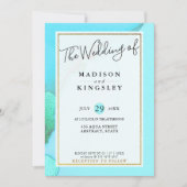 インクイアクアファブ抽象芸術バジェット結婚ズ 招待状 (正面)