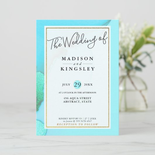 インクイアクアファブ抽象芸術バジェット結婚ズ 招待状 (スタンド正面)