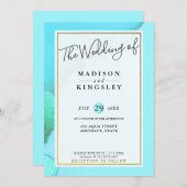 インクイアクアファブ抽象芸術バジェット結婚ズ 招待状 (正面/裏面)