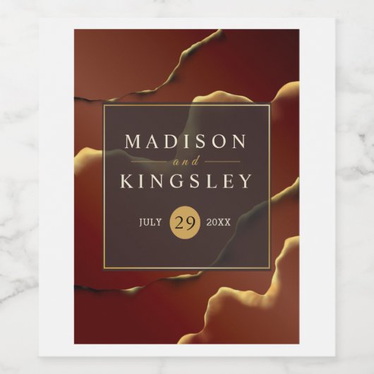 インクイアーストーネレッド抽象芸術アメージングファブ結婚ズ ワインラベル (シングルラベル)