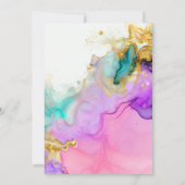 インクイエレガントンカラフルウォーター色抽象芸術結婚の 招待状 (裏面)