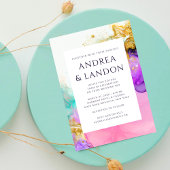 インクイエレガントンカラフルウォーター色抽象芸術結婚の 招待状