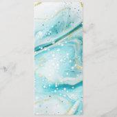 インクイスプラッシュティール(緑がかった色)大理石とゴールドフォイルディナー メニュー (裏面)