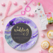 インクイスプラッシュパープルマーブルと金ゴールドラックス結婚ズ ペーパープレート (パーティー)