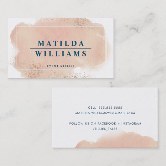 インクイモダンンスタイリッシュ色彩の鮮やか赤面ピンク水色 名刺 (正面/裏面)