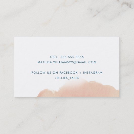 インクイモダンンスタイリッシュ色彩の鮮やか赤面ピンク水色 名刺 (裏面)