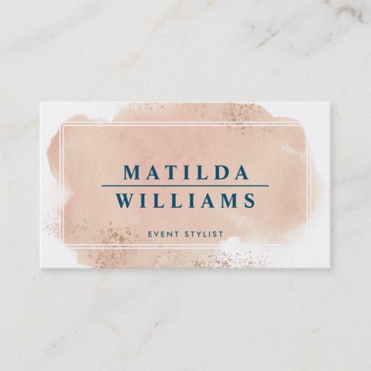 インクイモダンンスタイリッシュ色彩の鮮やか赤面ピンク水色 名刺 (正面)