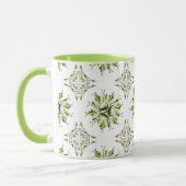 インクイーフローラコーヒーマグ |緑と白の色合い マグカップ (左)
