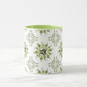 インクイーフローラコーヒーマグ |緑と白の色合い マグカップ (中央)