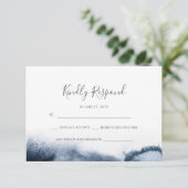 インクイーブブラックウォーター色RSVPカード 招待状 (スタンド正面)