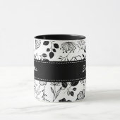 インクイーブラック花模様カスタム マグカップ (中央)