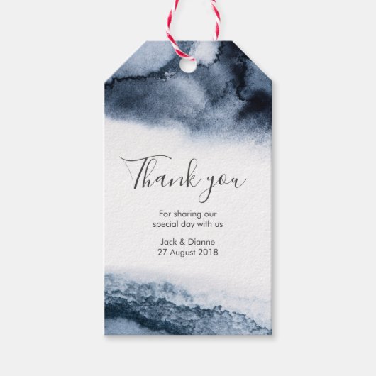 インクイー水の色パーソナライズされたありがとうメッセージカード ギフトタグ (正面)