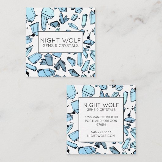インクイー水カラー水晶の魔法のパターン スクエア名刺 (正面/裏面)