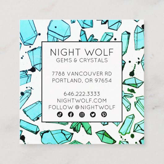 インクイー水彩水晶の魔法のカスタム スクエア名刺 (裏面)