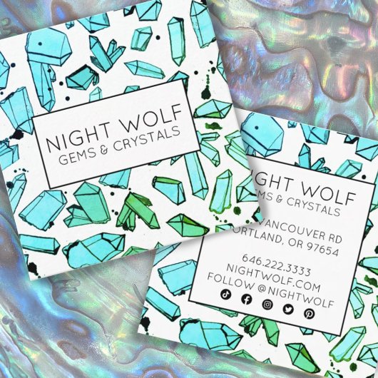 インクイー水彩水晶の魔法のカスタム スクエア名刺