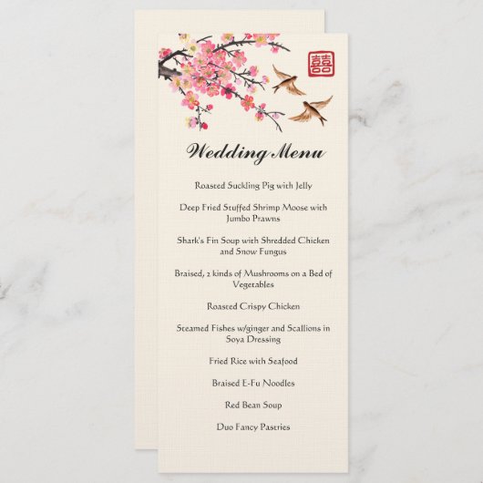 インクイ中国のク絵を描の花と鳥結婚類 メニュー (正面/裏面)