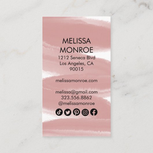 インクイ絵を描ストライプブラシストローク水色ソーシャル ロイヤリティカード (裏面)