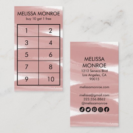 インクイ絵を描ストライプブラシストローク水色ソーシャル ロイヤリティカード (正面/裏面)