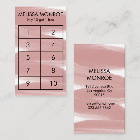 インクイ絵を描ストライプブラシストローク水色ピンク10 ロイヤリティカード (正面/裏面)