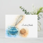 インクウェルと羽のクイル文房具 サンキューカード (スタンド正面)