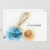 インクウェルと羽のクイル文房具 サンキューカード (正面/裏面)