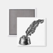 インクウェルの羽のクイルインクペン マグネット (正面/裏面)