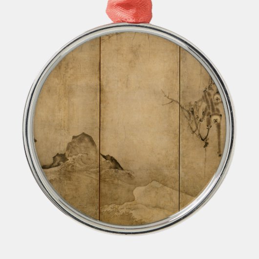 インクオン日本の紙ギボンズ霊長類&ランドスケープ メタルオーナメント (正面)