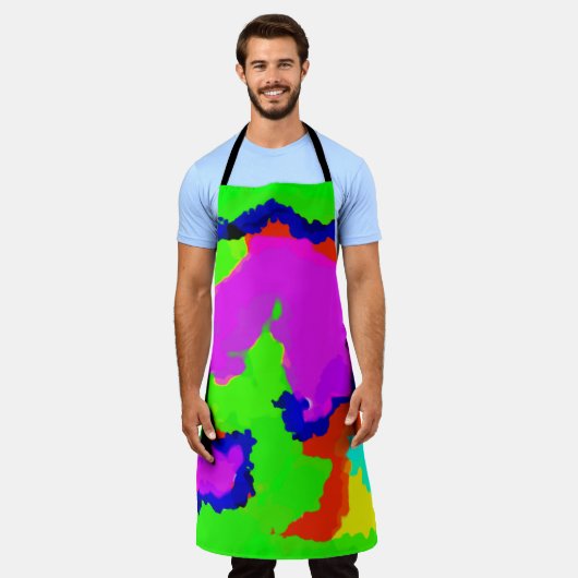 インクカラフルスプラッシュ抽象芸術パタ絵画ーン2020 エプロン (着用した状態)