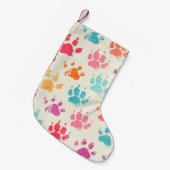 インクカラフル、汚い犬の足 スモールクリスマスストッキング (正面 (吊り時))