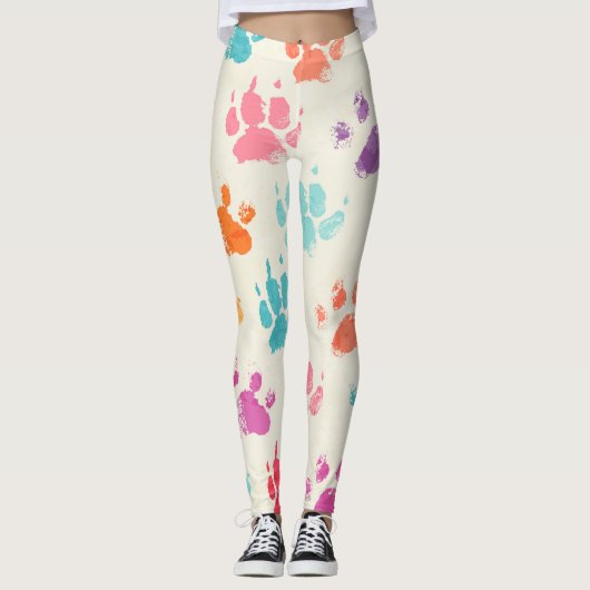 インクカラフル、汚い犬の足 レギンス (正面)