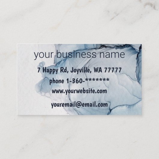 インククラウドスワールトレンディーモダンアクアブルーダスティグレイ 名刺 (裏面)