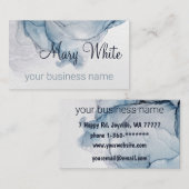 インククラウドスワールトレンディーモダンアクアブルーダスティグレイ 名刺 (正面/裏面)