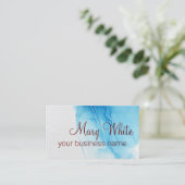 インククラウドスワールトレンディーモダンアクアブルーブラウン文字 名刺 (スタンド正面)