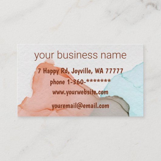 インククラウドスワールトレンディーモダンカラメルグリーンブルー 名刺 (裏面)