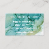 インククラウドスワールトレンディーモダンティール（緑がかった色）オリーブグリーン 名刺 (裏面)