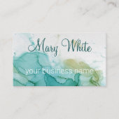 インククラウドスワールトレンディーモダンティール（緑がかった色）オリーブグリーン 名刺 (正面)