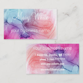 インククラウドスワールトレンディーモダンブルーピーチパープル 名刺