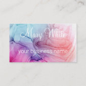 インククラウドスワールトレンディーモダンブルーピーチパープル 名刺 (正面)